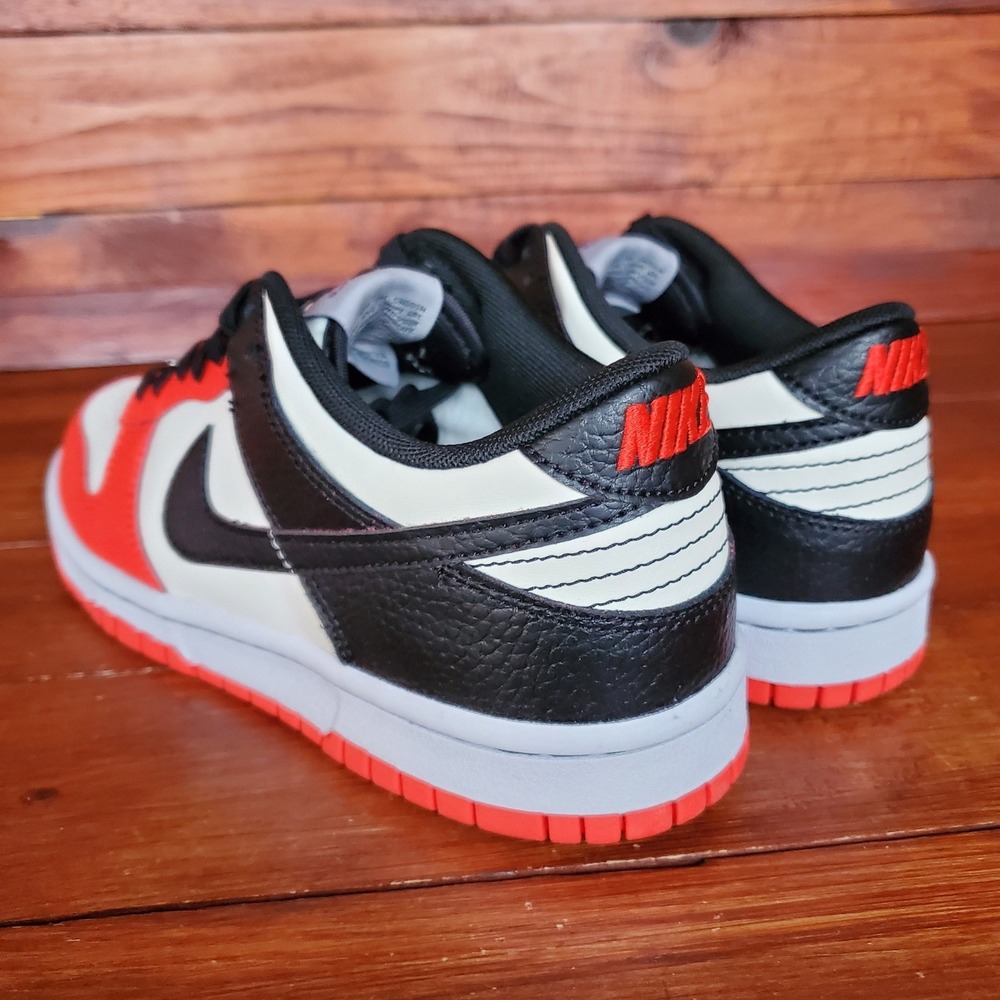 Nike Dunk Low GS Shoes 6.5Y Chile Red Sail Black NBA 75th Anniversary DO6288-100 - Picture 3 of 9